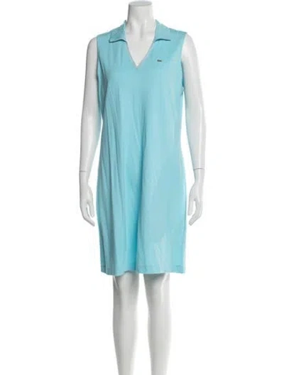 Pre-owned Lacoste V-neck Knee-length Dress In Blue