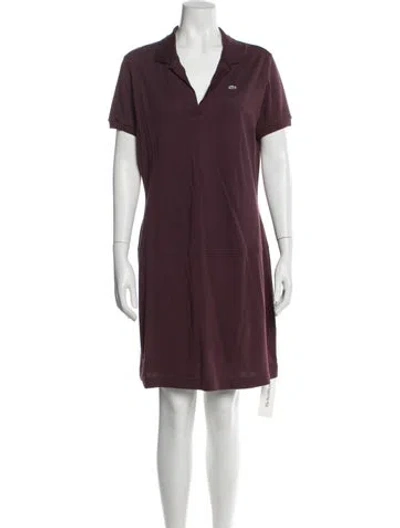 Pre-owned Lacoste V-neck Knee-length Dress W/ Tags In Burgundy
