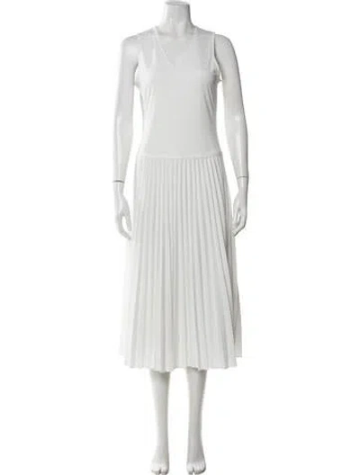 Pre-owned Lacoste V-neck Long Dress In White