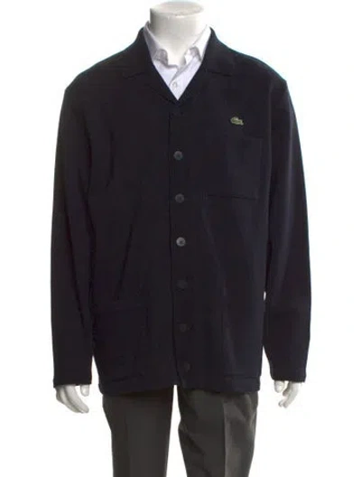 Pre-owned Lacoste V-neck Long Sleeve Cardigan In Black
