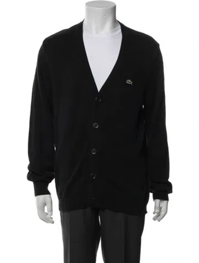 Pre-owned Lacoste V-neck Long Sleeve Cardigan In Blue