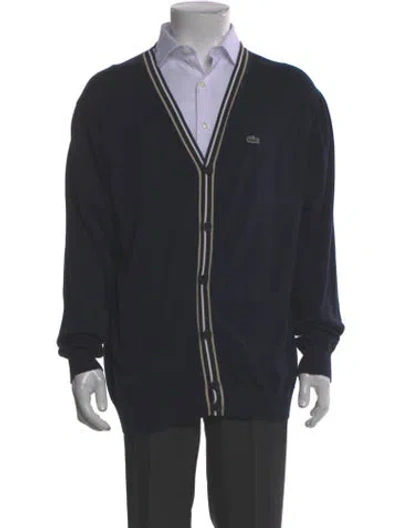 Pre-owned Lacoste V-neck Long Sleeve Cardigan In Gray