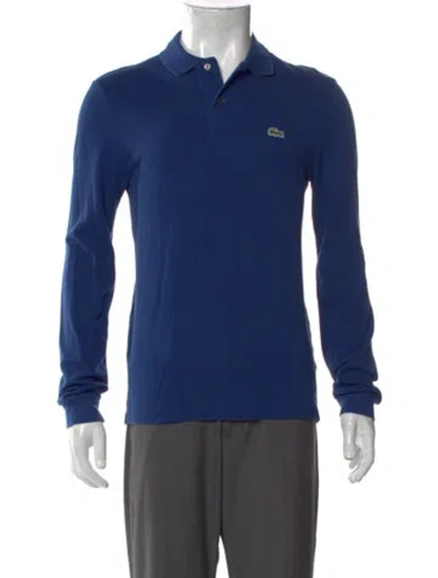 Pre-owned Lacoste V-neck Long Sleeve Henley In Blue