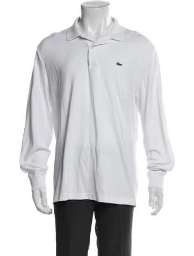 Pre-owned Lacoste V-neck Long Sleeve Polo Shirt In White