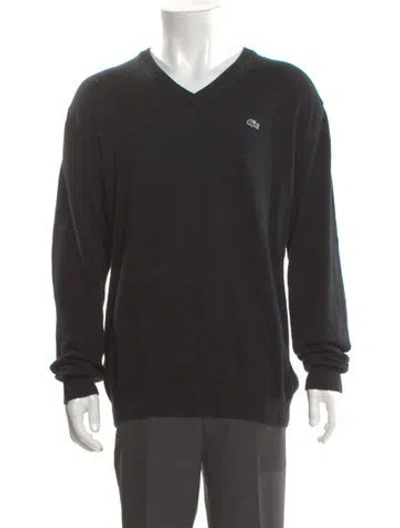 Pre-owned Lacoste V-neck Long Sleeve Pullover In Gray
