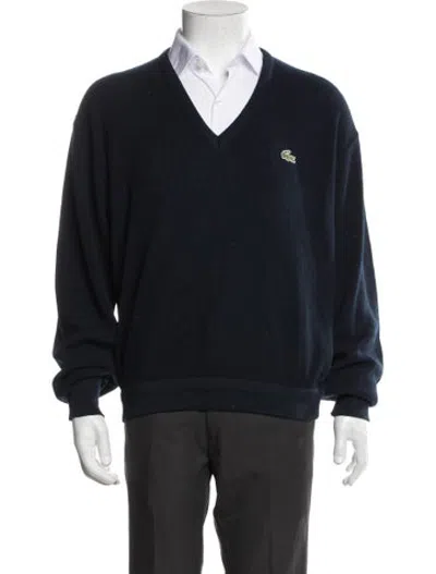 Pre-owned Lacoste V-neck Long Sleeve Sweatshirt In Blue