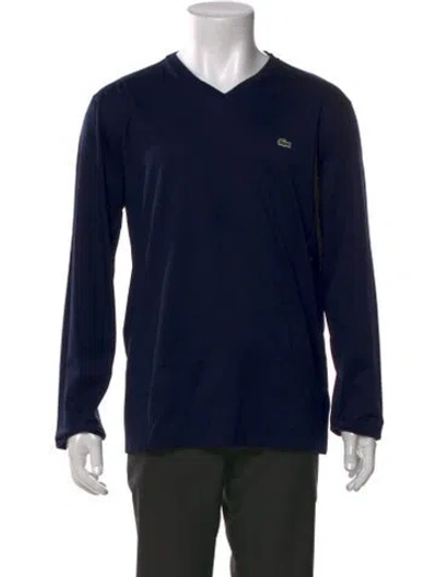 Pre-owned Lacoste V-neck Long Sleeve T-shirt In Blue