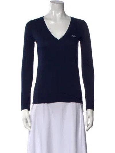Pre-owned Lacoste V-neck Long Sleeve T-shirt In Blue