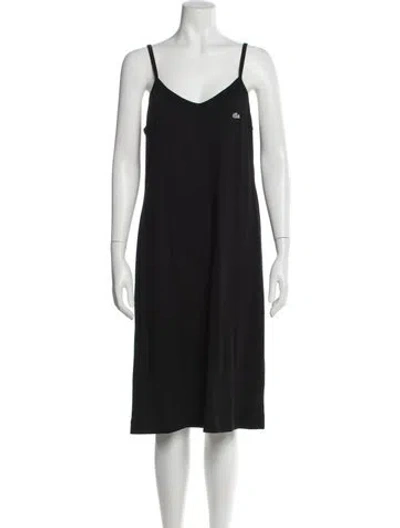 Pre-owned Lacoste V-neck Midi Length Dress In Blue