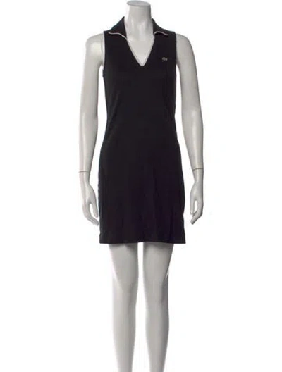 Pre-owned Lacoste V-neck Mini Dress In Black