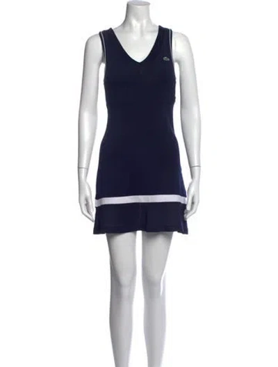 Pre-owned Lacoste V-neck Mini Dress In Blue