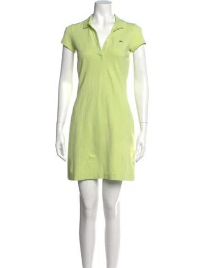 Pre-owned Lacoste V-neck Mini Dress In Green
