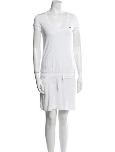 Pre-owned Lacoste V-neck Mini Dress In White