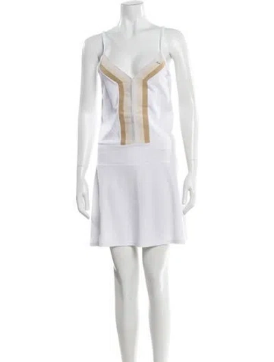 Pre-owned Lacoste V-neck Mini Dress In White