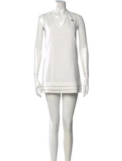 Pre-owned Lacoste V-neck Mini Dress In White