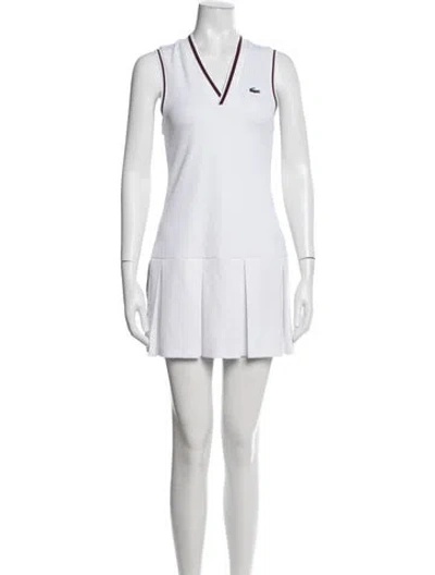 Pre-owned Lacoste V-neck Mini Dress In White