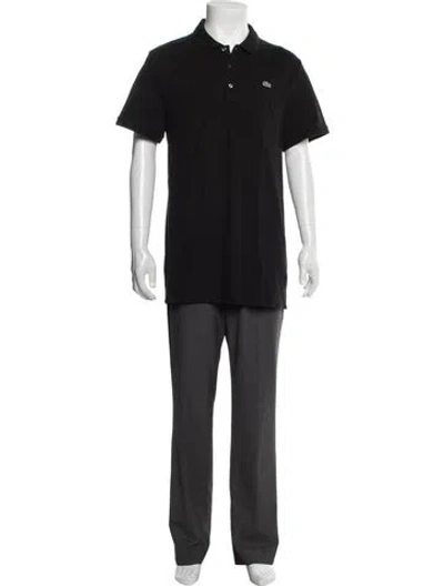 Pre-owned Lacoste V-neck Short Sleeve Polo Shirt In Black