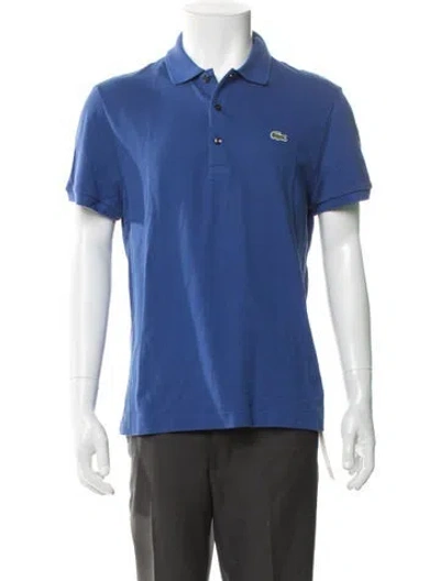 Pre-owned Lacoste V-neck Short Sleeve Polo Shirt In Blue