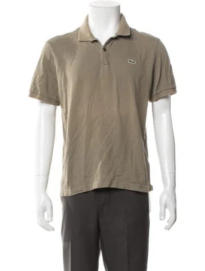 Pre-owned Lacoste V-neck Short Sleeve Polo Shirt In Brown