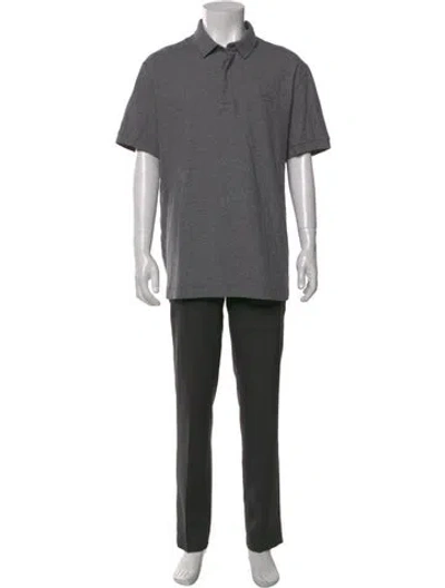 Pre-owned Lacoste V-neck Short Sleeve Polo Shirt In Gray