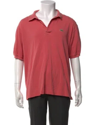 Pre-owned Lacoste V-neck Short Sleeve Polo Shirt In Pink