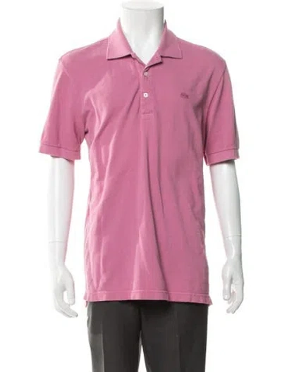 Pre-owned Lacoste V-neck Short Sleeve Polo Shirt In Pink