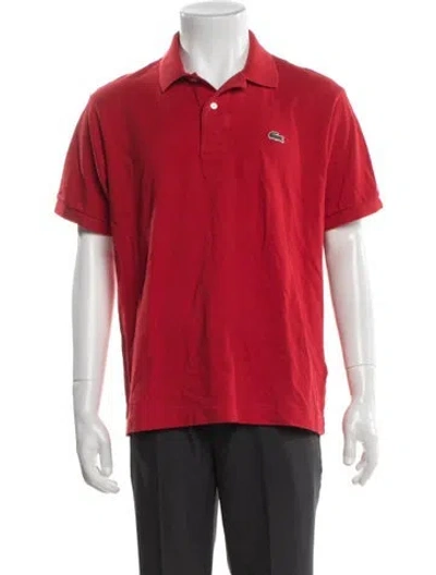 Pre-owned Lacoste V-neck Short Sleeve Polo Shirt In Red