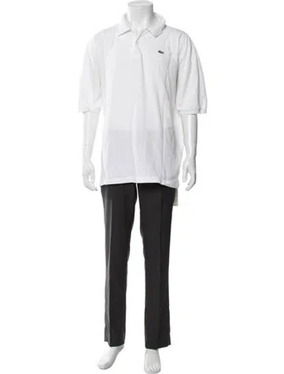 Pre-owned Lacoste V-neck Short Sleeve Polo Shirt In White