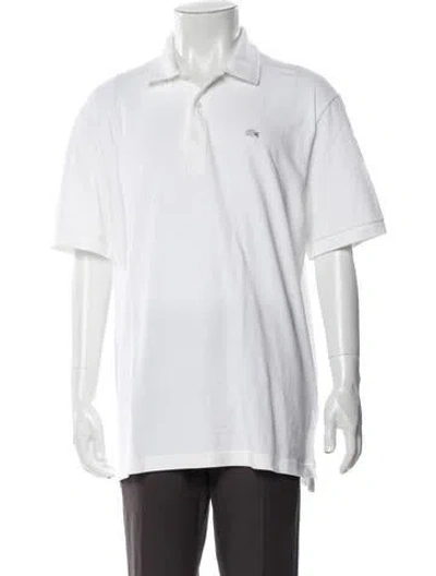 Pre-owned Lacoste V-neck Short Sleeve Polo Shirt In White