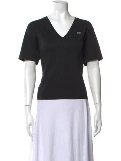 Pre-owned Lacoste V-neck Short Sleeve T-shirt In Black