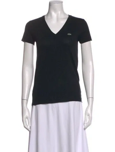 Pre-owned Lacoste V-neck Short Sleeve T-shirt In Black