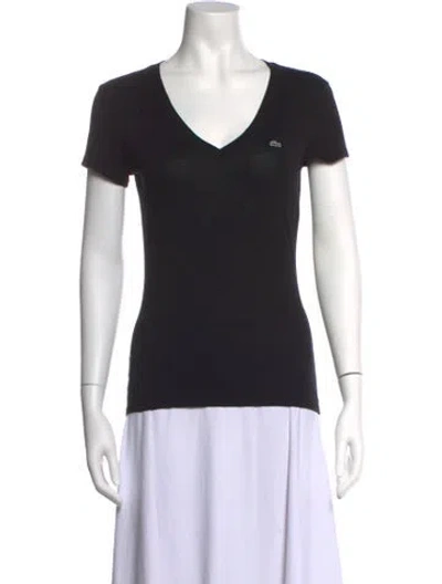 Pre-owned Lacoste V-neck Short Sleeve T-shirt In Black