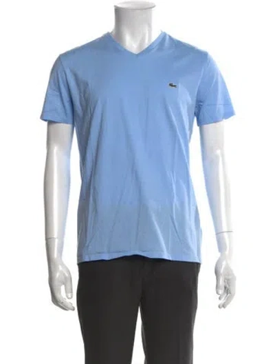 Pre-owned Lacoste V-neck Short Sleeve T-shirt In Blue