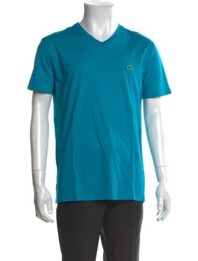 Pre-owned Lacoste V-neck Short Sleeve T-shirt In Blue
