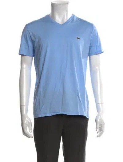 Pre-owned Lacoste V-neck Short Sleeve T-shirt In Blue