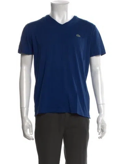 Pre-owned Lacoste V-neck Short Sleeve T-shirt In Blue