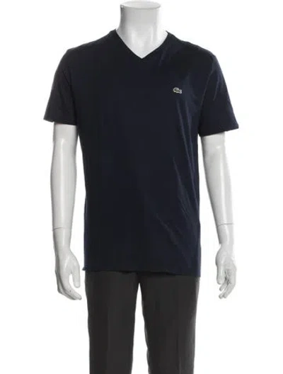 Pre-owned Lacoste V-neck Short Sleeve T-shirt In Blue