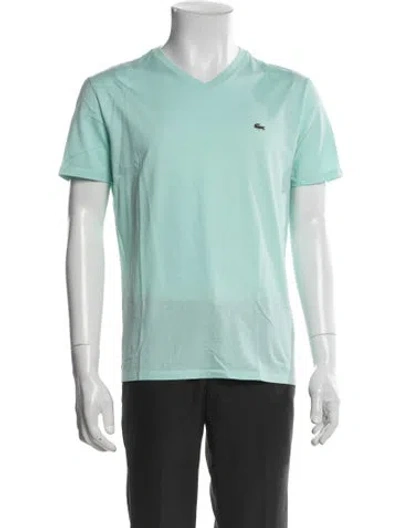 Pre-owned Lacoste V-neck Short Sleeve T-shirt In Blue