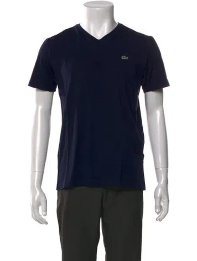 Pre-owned Lacoste V-neck Short Sleeve T-shirt In Blue