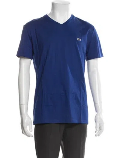 Pre-owned Lacoste V-neck Short Sleeve T-shirt In Blue