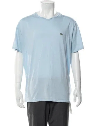 Pre-owned Lacoste V-neck Short Sleeve T-shirt In Blue