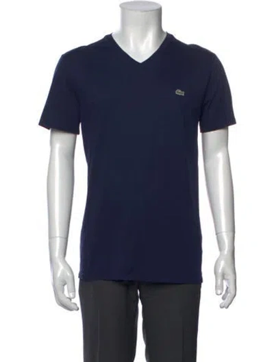 Pre-owned Lacoste V-neck Short Sleeve T-shirt In Blue