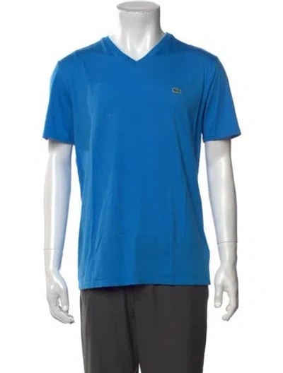Pre-owned Lacoste V-neck Short Sleeve T-shirt In Blue