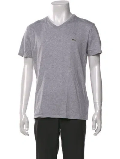 Pre-owned Lacoste V-neck Short Sleeve T-shirt In Gray