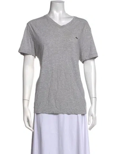 Pre-owned Lacoste V-neck Short Sleeve T-shirt In Grey