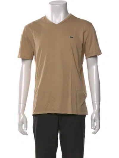 Pre-owned Lacoste V-neck Short Sleeve T-shirt In Neutral