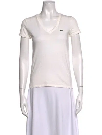 Pre-owned Lacoste V-neck Short Sleeve T-shirt In Neutrals