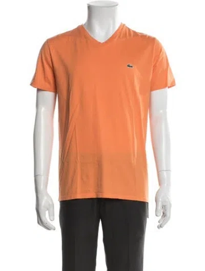 Pre-owned Lacoste V-neck Short Sleeve T-shirt In Orange