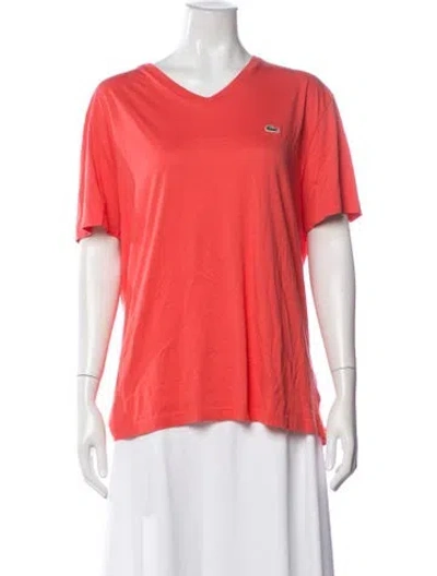 Pre-owned Lacoste V-neck Short Sleeve T-shirt In Orange
