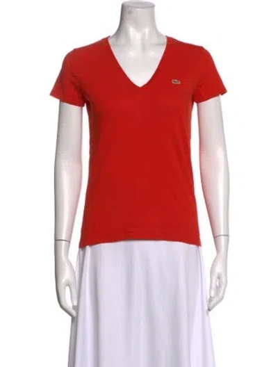 Pre-owned Lacoste V-neck Short Sleeve T-shirt In Orange